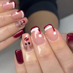 42844316991627 Reindeer And Snowflake Nails, Clear Nails With Christmas Designs, Christmas Nails Rain Deer Simple, Christmas Biab Nail Designs, Christmas Nails Real Nails, Short Coffin Shape Nails Christmas, Pink Snowflake Nails Short, Christmas Nail Ideas Holiday French Tips, Santa And Reindeer Nails