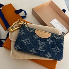 Brand New Comes With Dust Bag And Box Can Fit Id And Credit Card Sold Out Online And In Store Jean Wallet, Designer Handbags Louis Vuitton, Louis Vuitton Key Pouch, Handbags Louis Vuitton, Key Pouch, Louis Vuitton Wallet, Trendy Tote, Coin Pouch, Lv Bag