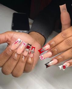 Red Nail Designs Short Square, Red Nail Sets, Red Nail Set, Nails With Red, Gel Toe Nails, Red Acrylic Nails