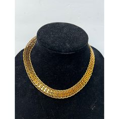 "MEASURES APPROX 17\" x 1/2\" WIDE. SIGNED ON CLASP VINTAGE MONET GOLD TONE WIDE WOVEN CHOKER NECKLACE Vintage Monet Gold Tone Wide Woven Choker Necklaced gold tone woven pattern wide choker necklace approximately 17\" Choker length Approximately 1/2\" choker width Fold over clasp Signed Monet Condition is excellent condition Dates from 60's to 70's Features: * 1960s Size: Womens 17\" Condition: Pre-Owned Good" Woven Choker, Wide Choker Necklace, Runway Necklace, Monet Jewelry, Vintage Monet, Woven Pattern, Choker Collar, Necklace Choker, Necklace Vintage