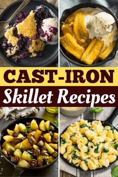 cast iron skillet recipes with text overlay