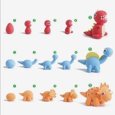 an assortment of toy dinosaurs and their names