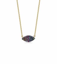 Rainbow Marquise Necklace #diamondnecklace #marquise #rainbownecklace Modern Necklace Design, Marquise Necklace, Olive Jewelry, Rainbow Sapphires, Gold Rope Chains, Choker Pendant, Rainbow Necklace, Diamond Necklaces, Eye Pendant