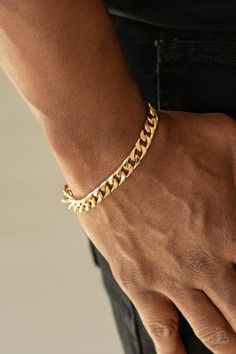 Featuring classic curb link chain, a thick gold chain joins around the wrist for a sleek look. Features an adjustable clasp closure. Sold as one individual bracelet. Man Gold Bracelet Design, Gents Bracelet, Thick Gold Chain, Male Jewelry, Golden Fleece, Mens Chain Bracelet, Image Swag, Mens Gold Jewelry, Mens Gold Bracelets