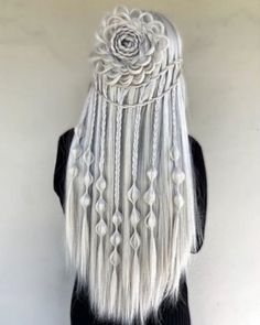 Credit: @artistic.aestheticss Instagram Long White Hair, Viking Hair, Easter Baking, Fantasy Hair, Festival Hair, Grunge Hair, Hair Art, White Hair