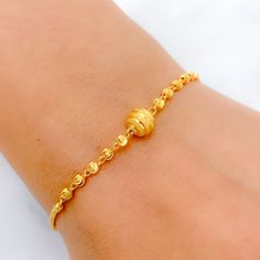 Glittery Orb 22k Gold Bracelet Blouse Work Designs, Yellow Gold, Gold