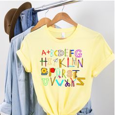 Daycare Shirts, Shirts For Teachers, Alphabet Shirt, Thankful Shirt, Teaching Shirts, Teacher Tees, Teacher Outfits, Mom Tees