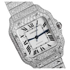 Anniversary Cartier Watch With Subdials, White Gold Diamond Watch With Skeleton Dial, Timeless Automatic Diamond Watch With Rectangular Dial, Automatic Diamond Watch With Round Dial For Anniversary, Cartier White Watches With Subdials, White Cartier Watch With Subdials, Cartier Watch Accessories With Skeleton Dial, Cartier Silver Watch With Diamond Hour Markers, Cartier White Watch With Rectangular Dial