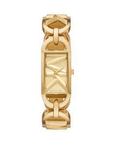 Michael Kors Empire Chain Watch, 20mm x 50mm Michael Kors Fall, Gold Plated Watch, Three Hands, Gold Case, Watch Model, Women's Watch, Stainless Steel Watch, Leather Band, Chain Link Bracelet