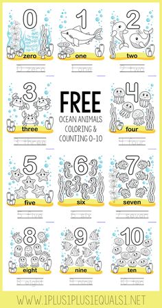 an ocean animals counting game with numbers to 10 and under the sea animals on it