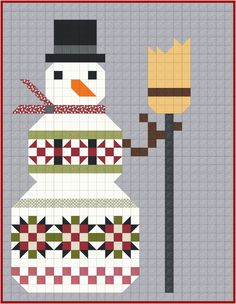 a quilted snowman with a flower in his hand