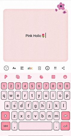 pink holic keyboard on the left and right side of the screen, with an image of a flower on it