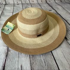 Gorgeous Two Toned Floppy Straw Beach Hat From Panama Jack! New With Tags! Beige Floppy Sun Hat For Beach Season, Beige Floppy Sun Hat For Beach, Beige Floppy Sun Hat For The Beach, Beige Floppy Sun Hat For Vacation, Beige Floppy Hat For The Beach, Casual Floppy Sun Hat For Vacation, Beige Floppy Straw Hat For Spring, Beige Floppy Hat For Summer, Beige Beachy Sun Hat With Upf 50+