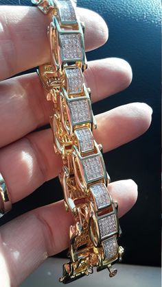 Stunning 14k Yellow Gold, Approximately 5ct Princess Cut Diamond Mens Bracelet.. Length is 9 Inches Total. Weight is 46 Grams. Two Safety locks on the side. Perfect Condition. Luxury Diamond Bracelet For Anniversary, Luxury Iced Out Bracelets For Anniversary, Luxury Iced Out Bracelet For Anniversaries, Luxury Diamond Bracelet With Vs Clarity, Princess Cut Diamond, Men's Bracelet, Pear Diamond, Baguette Diamond, Photo Bracelet