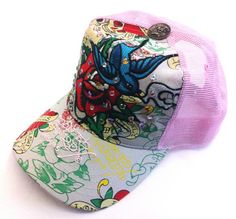 New Ed Hardy Pink Gray Love Bird Skull Tattoo Rhinestone Trucker Hat Cap Bird Skull Tattoo, Ed Hardy Tattoos, Love Bird, Bird Skull, Kesha, Womens Baseball Cap, Ed Hardy, Green Living, Pink Gray