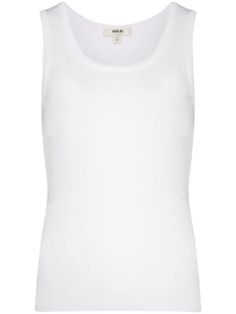 Classic Scoop Neck Tank Top For Spring, Cotton Scoop Neck Vest For Spring, Spring Scoop Neck Cotton Vest, Spring Cotton Vest With Scoop Neck, Fitted White Tank Top For Everyday, White Ribbed Cotton Vest, Classic Cotton Sleeveless Tank Top, White Scoop Neck Vest For Spring, White Ribbed Scoop Neck Tank Top