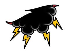 an image of a black bird with lightning bolt