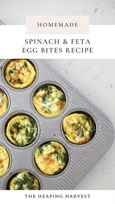 Spinach and Feta Egg Bites for an Easy and Healthy Breakfast Easy Breakfast Bites Healthy, Freezer Breakfast Egg Bites, Egg Bites Breakfast Recipes, Breakfast Egg Bites Healthy, Egg Bites Spinach Feta, Spinach Egg Recipes Healthy, Break Fast Healthy Easy Recipes, Spinach And Feta Egg Cups, Can You Freeze Egg Bites