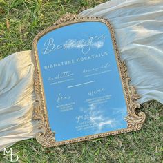 Wedding Bar Signage | Gold Arch Mirror Signage | Magnolia Dreams LLC Bar Menu Mirror, Alcohol List, Gold Arch Mirror, Arch Bar, Wedding Bar Decor, Menu Signage, Elegant Bar, New Years Wedding