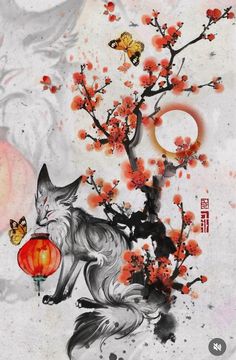 Japanese Kitsune, Japanese Fox, Istoria Artei, Japanese Art Prints, Cool Backgrounds Wallpapers, Style Japonais, Fox Art