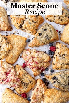 blueberry scone recipe with text overlay that reads, master scone recipe