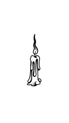 a black and white drawing of a candle