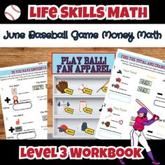 the baseball game money math worksheet for kids to learn how to play baseball