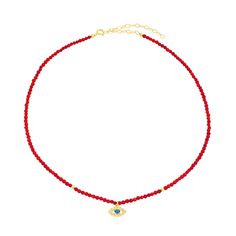 We could all use a little extra luck on our side—and lucky for you, our good vibe charms deliver on substance *and* style. Take our Lady Luck Evil Eye Choker, for instance: energizing red and gold beads add fire power to your fit while a crystal-studded evil eye charm flashes and sparkles. A potent pick-me-up that's bound to become your new fave. 12-14 inches Red Spiritual Jewelry With Gold Beads, Spiritual Red Jewelry With Gold Beads, Spiritual Red Beaded Necklaces With Gold Beads, Spiritual Red Beaded Necklace With Gold Beads, Red Spiritual Necklace With Tiny Beads, Red Jewelry With Colorful Beads For Meditation, Red Gemstone Beaded Necklaces For Meditation, Red Spiritual Necklace For Good Luck, Evil Eye Choker