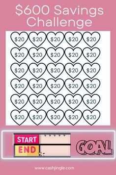 valentine's day printables with the words $ 500 savings challenge on it