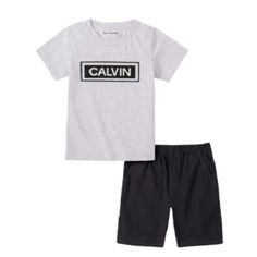 Brand New With Tags Calvin Klein Kids' 2-Piece Outfit Set Gray Black Boys Size 4 Features Color(S): White, Black 2-Piece Set Includes: 1 Tee And 1 Short White Tee With Calvin Klein Logo Black Pull On Short Elastic At Waist Short Has Front And Back Pockets Content Tee: 60% Cotton, 40% Polyester Short: 100% Cotton Exclusive Of Decoration Sizing: Sizes: 4 Care Instructions: Machine Wash Cold With Like Colors Turn Inside Out Use Non-Chlorine Bleach If Needed Tumble Dry Low Cool Iron Gray Playwear Sets For Summer, Spring Cotton Sets In Gray, Formal Boys Outfit, Calvin Klein Set, Tunics With Leggings, 2piece Outfits, Calvin Klein Shorts, Sweatsuit Set, Sweatshirt Set