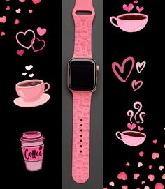 *Your engraved Apple Watch Band is handmade and therefore unique and one of a kind!    *Color in photos: Bubble Gum  *Watch Size: Compatible with 38mm, 40mm, 41mm, 42mm, 44mm, 45mm watch sizes.  *Watch Band Lengths:   38/40/41mm - Small/Medium fits wrist circumference 5.1-7.1 inches (130-180 mm) - Medium/Large fits wrist circumference 5.9-7.9 inches (150-200 mm)   42/44/45mm - Small/Medium fits wrist circumference 5.5-7.3 inches (140-185 mm) - Medium/Large fits wrist circumference 6.3-8.3 inches Personalized Pink Apple Watch Band For Gift, Luxury Pink Adjustable Watch Bands, Pink Adjustable Silicone Watch Bands, Coffee Valentines, Bubble Gum, Apple Watch Bands, Apple Watch, Watch Bands, Gum