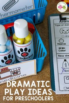 the dramatic play ideas for preschoolers to use in their writing and drawing skills are fun