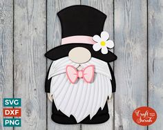 this is an image of a paper doll with a top hat and bow tie on it