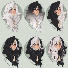 four different types of hair for the character