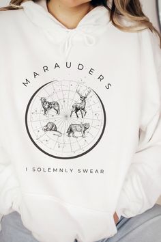 Marauders Animagus Hoodie | Harry Potter Quote Sweatshirt | Constellations | I Solemnly Swear | Padfoot Moony Prongs Wormtail Marauders Animagus, Harry Potter Quote, Potter Quotes, Hoodie Quotes, Xmas List, Sweatshirts Quotes, Harry Potter Quotes, Casual Clothes, The Marauders