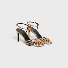 CELINE TRIOMPHE SANDAL in Laminated lambskin Celine Shoes, Celine Triomphe, Essential Bag, Boot Accessories, New Fragrances, Leather Goods, Pump Shoes, Women's Pumps, Leather Heels