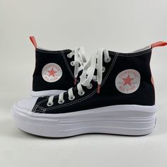 Converse All Star Move Hi Platform Sneakers Black/ Pink Salt/ White Lace Up Kids Size 6 Brand New With Partial Box, No Box Top Trendy Black Canvas Shoes For Sports, Casual Black High-top Skate Shoes, Casual Black High-top Canvas Shoes, Black Wedge Sneakers With Vulcanized Sole, Black Sporty Canvas Shoes With Vulcanized Sole, Sporty Black Canvas Shoes With Vulcanized Sole, Trendy Black High-top Canvas Shoes, Casual Black High-top Platform Sneakers, Black Casual Platform Sneakers With Vulcanized Sole