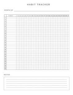 a printable habit tracker is shown in the form of a sheet with lines on it