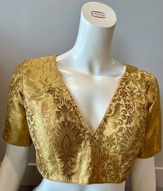 A golden color blouse Product details Fabric - silk blend Bust size 40" Waist 32" sleeve length 10" Can be tailored to fit 42" For extra charges The Beast Costume, Beauty And The Beast Costume, Beast Costume, Brocade Blouse, Brocade Blouses, Color Blouse, Fabric Silk, Womens Blouses, Golden Color