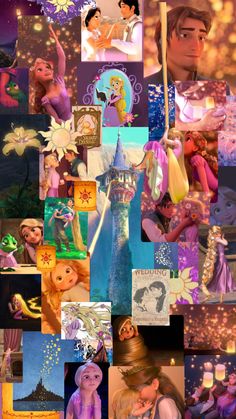 the collage has pictures of princesses and their names on them, all in different colors