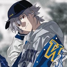 an anime character wearing a baseball uniform and holding a bat