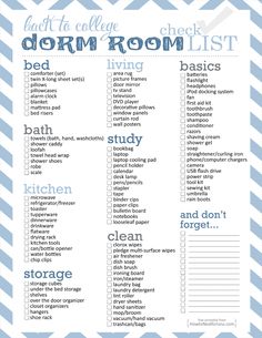 the dorm room list is shown in blue and white