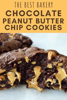 the best bakery chocolate peanut butter chip cookies are made with only 3 ingredients and they're so good to eat