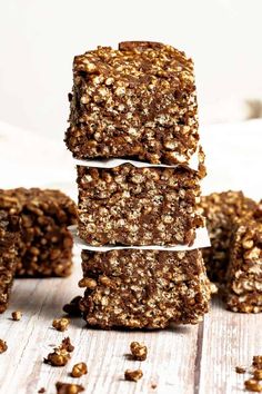 chocolate granola bars stacked on top of each other