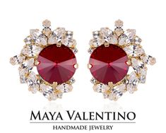 Ruby Earring, Bridal Red Earrings, Swarovski Earrings, Bridal Studs, Rhinestone Jewelry, Bridesmaid Jewelry, Wedding Jewelry, Ruby Studs. Fabulous earrings, available in a lot of plating and crystal variation, Great for bridal, prom, luxury event and gift for a best friend, created and designed by Maya Valentino, with lovely sparkling crystals by Swarovski® Earring size: 2.8 cm x 2.4 cm 🔴 Basic customize variations available in variations drop-down menu. 🔴 Bulk order & Whole Sale discount Red Wedding Jewelry, Bridesmaid Earrings Gift, Ruby Earring, Earring Bridal, Red Bridesmaid, Bridesmaid Gifts Earrings, Jewelry Ruby, Red Bridesmaids, Prom Earrings