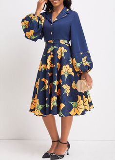 Navy Long Sleeve Dress, Long Sleeve Navy Dress, Leaf Print, Leaf Prints, V Neck Dress, Sleeve Dress, Dresses For Sale, Neck Dress, Umbrella