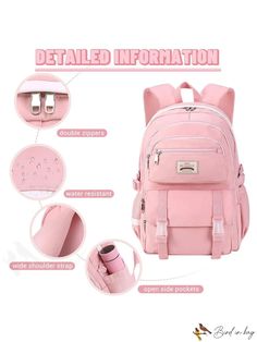 BirdinBag - SCIONE Large Teen Travel Backpack - Waterproof, Fits 15.6 Laptop, with Shoe Compartment, Ideal for Outdoor Sports Back To School Pink Waterproof Backpack, Multifunctional Pink Backpack For Outdoor Activities, Pink Waterproof Backpack, Portable Pink Backpack For Outdoor Use, Pink Backpack For Outdoor Use, Multifunctional Pink Backpack For Outdoor, Pink Waterproof School Bags, Multifunctional Pink Outdoor Backpack, Pink Outdoor Backpack