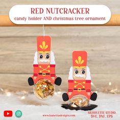 red nutcracker christmas ornament with candy holder and tree ornament