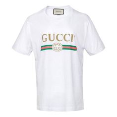 GUCCI logoT 440103-X3F05-9045 (Men's/Short Sleeve/Gift Recommend/Gift to Boyfriend) Gucci Tops With Logo Detail For Streetwear, White Crew Neck T-shirt With Designer Logo, Gucci Cotton Tops With Logo Print, Gucci Sporty Tops With Letter Print, Gucci Cotton Tops With Embroidered Logo, Sporty Gucci Tops With Letter Print, Sporty Gucci Tops For Streetwear, Gucci Cotton T-shirt With Logo Print, Gucci Short Sleeve T-shirt With Logo Print