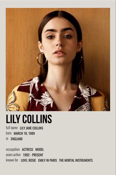 the poster for lily collins's upcoming show, in which she is wearing earrings